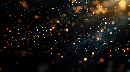 Wall Mural - A dark black background with particles or elements randomly drifting in space. 