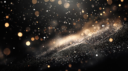 Wall Mural - A dark black background with particles or elements randomly drifting in space. 