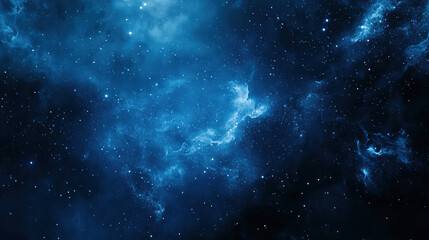 Wall Mural - A dark blue background with particles or elements randomly drifting in space. 