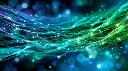 Sticker - abstract fiber optics: network, light, technology, connection
