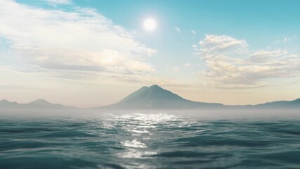 Wall Mural - scenic view of lake atitlán with volcano and clouds