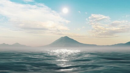 Wall Mural - serene lake atitlán waters with volcano and clouds