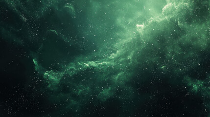 Wall Mural - A green background with particles or elements randomly drifting in space. 