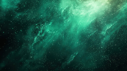 Wall Mural - A green background with particles or elements randomly drifting in space. 