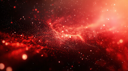 Wall Mural - A red background with particles or elements randomly drifting in space. 