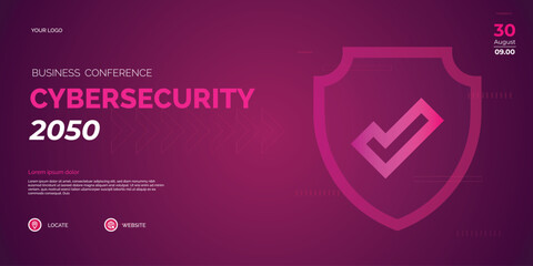 Wall Mural - Modern Business conference Cyber security invitation poster template. Abstract geometric background with space for your text. Ideal for web banner, poster, flyer, social media