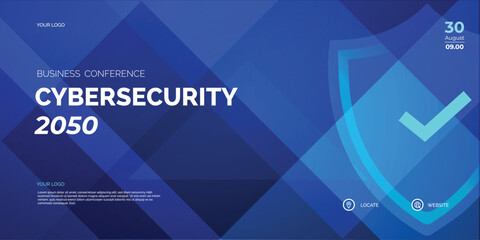 Wall Mural - Modern Business conference Cyber security invitation poster template. Abstract geometric background with space for your text. Ideal for web banner, poster, flyer, social media