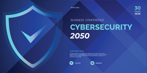 Wall Mural - Modern Business conference Cyber security invitation poster template. Abstract geometric background with space for your text. Ideal for web banner, poster, flyer, social media
