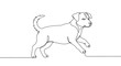 © yusuf - Minimalist one-line drawing of a playful dog in continuous line art style on white background.