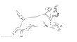 © yusuf - Minimalist one-line drawing of a playful dog in continuous line art style on white background.