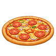 © icon - Fresh Vegetable Pizza with Tomato Slices Mushrooms and Bell Peppers on Crispy Crust