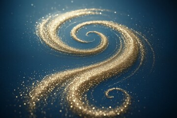 Wall Mural - Abstract golden spiral swirl made of sparkling particles on dark background, glowing with magical light and creative energy concept. Ai generative. Ai generative
