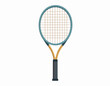 © vuni - Modern Tennis Racket with Teal and Orange Accents.