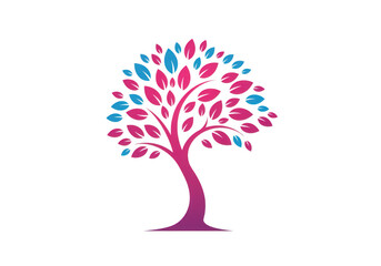 Vibrant tree isolated on transparent background