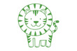 © Anik - A cute cartoon tiger with green lineart stands smiling on a white background