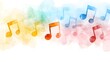 © Supatinee - Vibrant Watercolor Music Notes on a Soft Colorful Background for Creative Projects