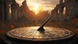 © Bima - Ancient Sundial at Sunset: Runes and Ruins, Golden Hour Light