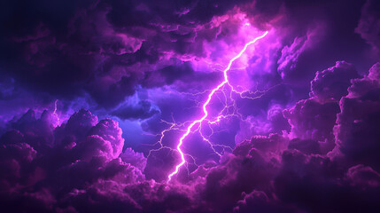 Sticker - a dramatic bolt of thunder striking from a vibrant purple cloud. the sky around is dark and stormy, 