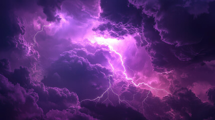 Sticker - a dramatic bolt of thunder striking from a vibrant purple cloud.