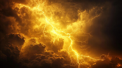 Sticker - A dramatic bolt of thunder striking from a vibrant yellow cloud. 