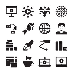 Web development Web Icons Set, programming and software solid vector pack, coding and IT silhouette graphics for digital projects