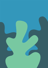 Wall Mural - Minimalist poster with big seaweed. Natural illustration in flat style.