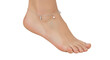 © roza.png - Closeup of a womans foot wearing a silver anklet with charms isolated on transparent background, showcasing fashion, beauty, and elegance in a decorative and stylish manner