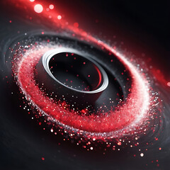 Wall Mural - futuristic abstract background with a glowing red spiral and sparkling glitter. dark, luxury, partic