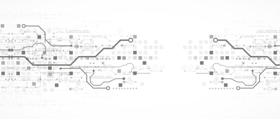 Wall Mural - technological background in gray colors. used technical lines and a pattern of squares with differen