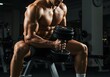 © designdio - Strong athletic man exercising in the sport gym, workout exercise training in fitness for body strong and fit, bodybuilding and healthy lifestyle people