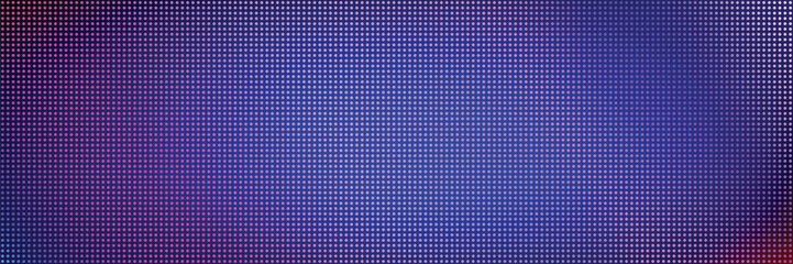 LED video wall screen texture background vector, glowing purple blue red digital pixel halftone light diode dots, modern technology display wallpaper for video wall, apps, packaging