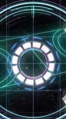 Sticker - digital animation of colorful abstract shapes light trails against black background
