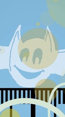 Wall Mural - animation of light spots over bat icon on blue background