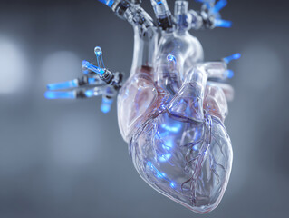 Futuristic robotic heart illustration showcasing advanced technology.