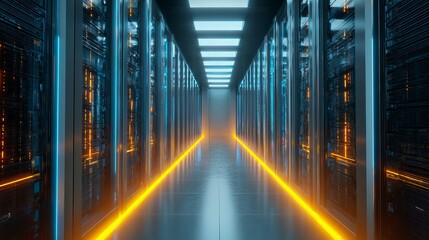 Wall Mural - explore the future of data with this modern server room, perfect for tech and innovation themes