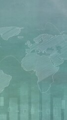 Wall Mural - animation of multiple graphs and map over blue background
