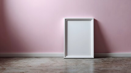 Wall Mural - simple minimal frame leaning against pastel wall