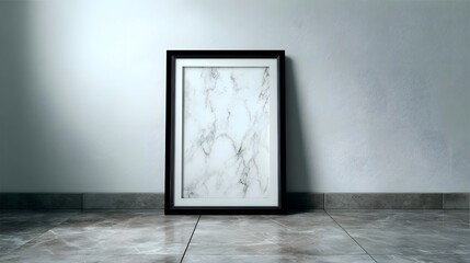 Wall Mural - empty frame on a marble floor