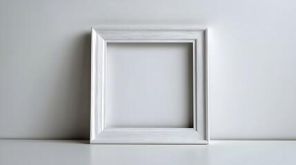 Wall Mural - white wooden frame against a minimalist studio background