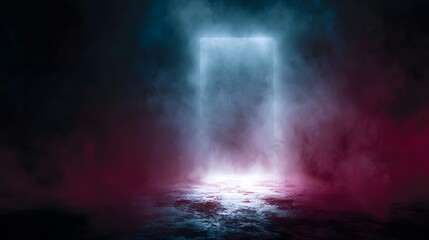 Canvas Print - vertical frame with colorful spotlight in dramatic background