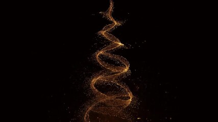 Wall Mural - Glimmering, curving stream of gold particles against black