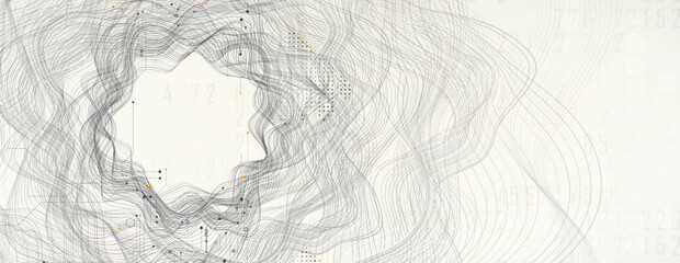 Wall Mural - abstract polygonal and circuit technology concept, futuristic background