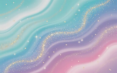 Wall Mural - Abstract watercolor background with glitter and stars in pastel colors creating a magical feel