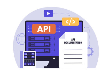 API Documentation for Developers Illustration. Vector Flat Illustration