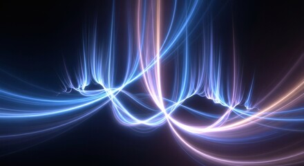 Canvas Print - abstract glowing blue and pink light trails on a dark background