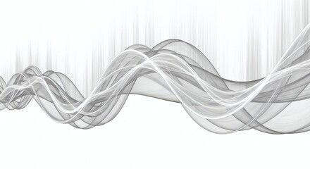 Canvas Print - abstract grey and white flowing lines and vertical strokes