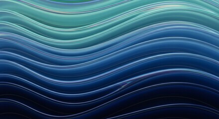 Wall Mural - abstract wavy bands of iridescent blue and teal hues
