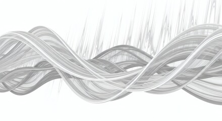 Canvas Print - abstract white background with intertwining grey ribbonlike waves