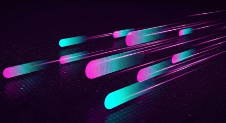 Canvas Print - futuristic abstract of neon light streaks on a dark background