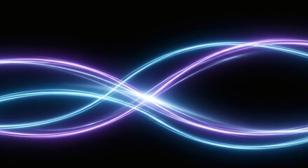 Canvas Print - neon light trails in an infinity symbol shape on a black background